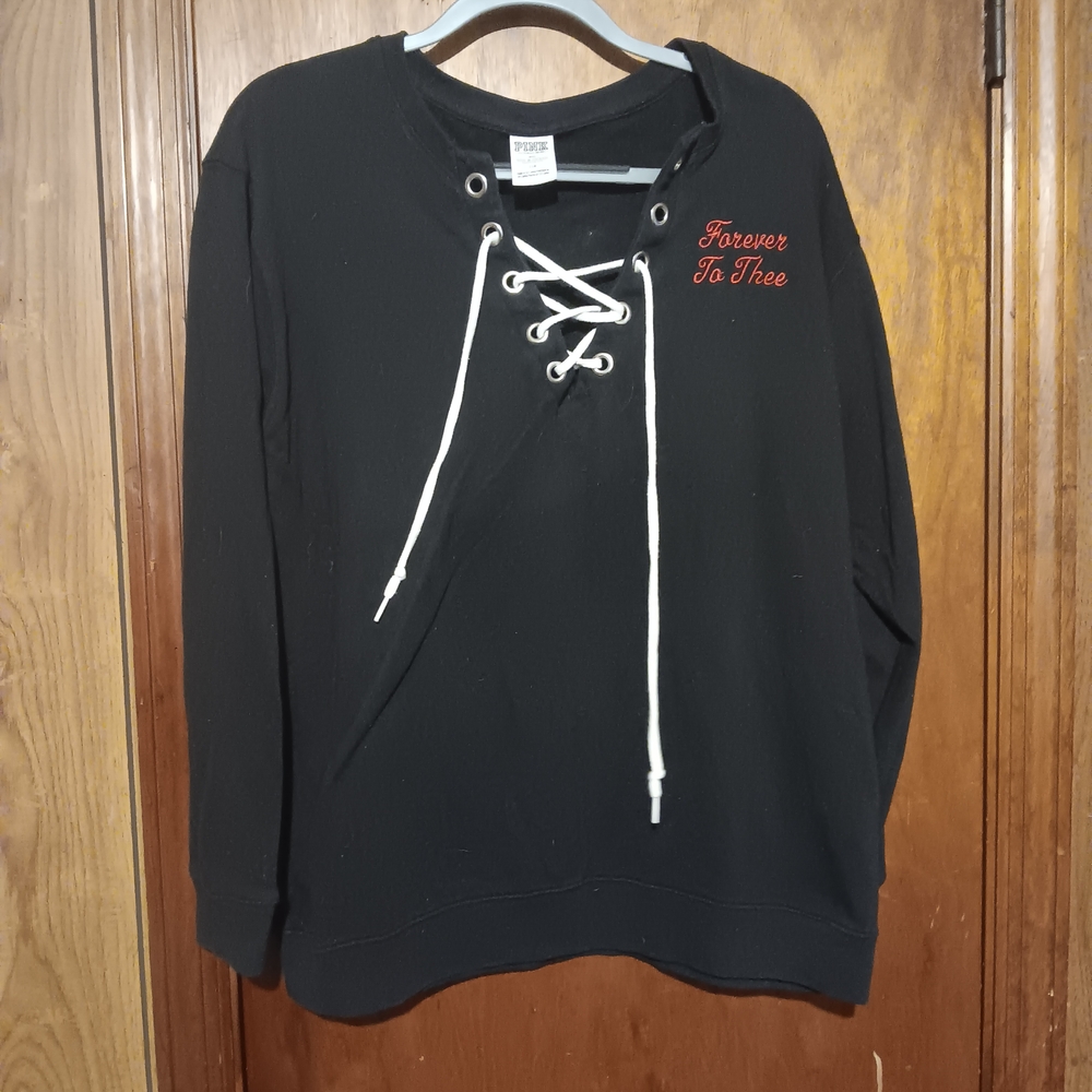 PINK Victoria's Secret Black Lace-Up Sweater